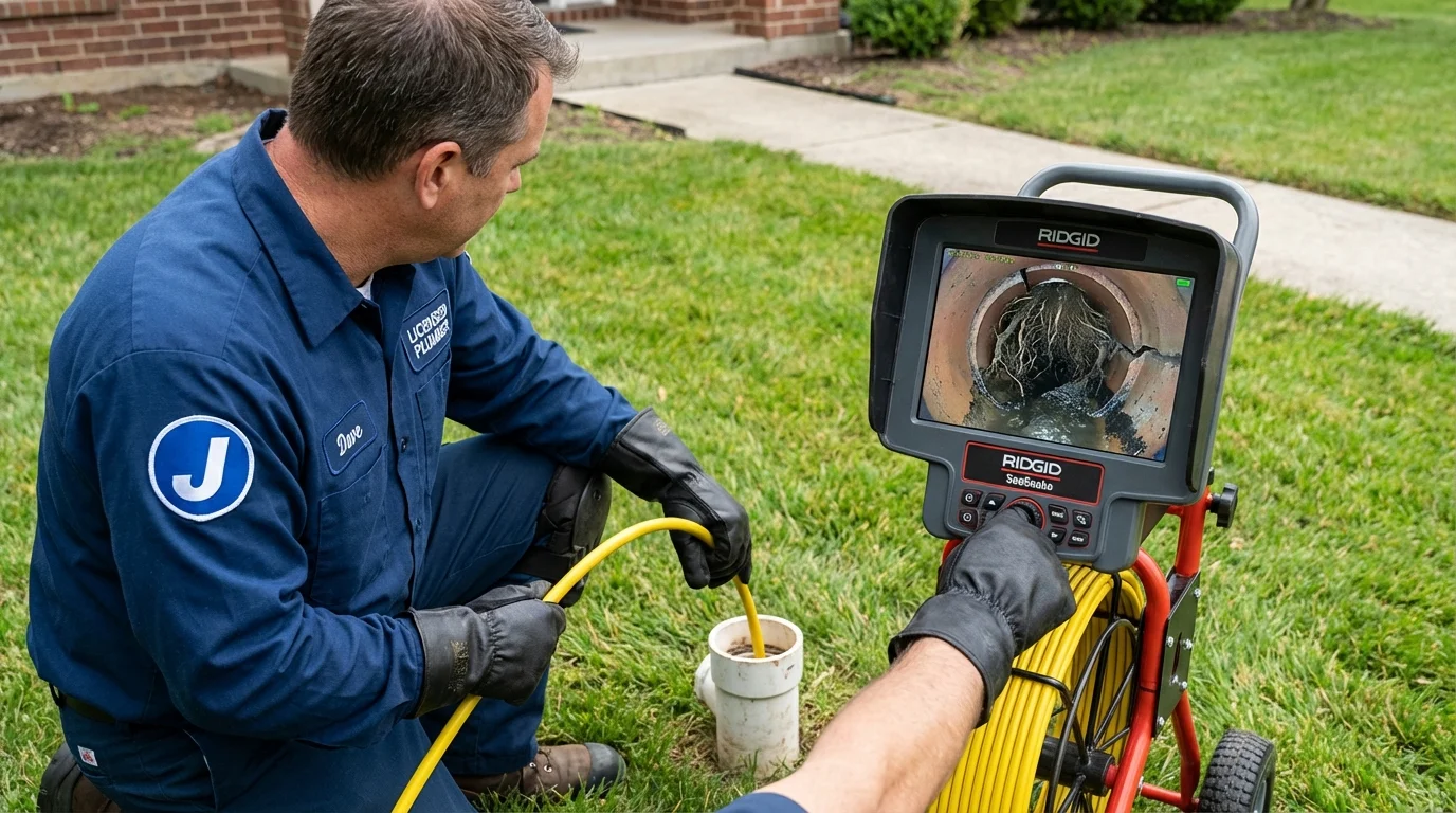 Sewer camera inspection being performed by Johns Plumbing LLC in New Philadelphia